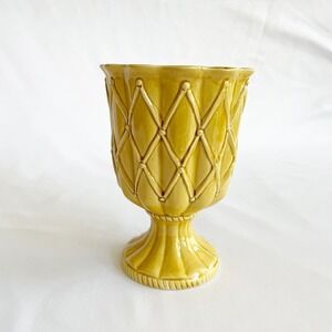 Vintage Heathrow By Brody N-401 Harvest Yellow Pedestal Planter Vase MCM